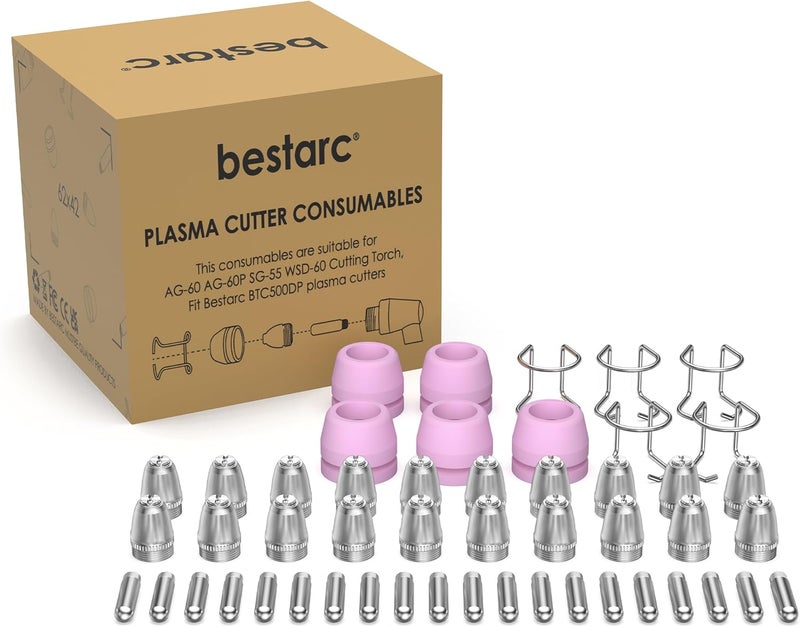 bestarc AG60P Plasma Cutter Consumables Cutting Torch Tip Nozzles Kit 50pcs For BTC500DP, BTC650DP - Image 1